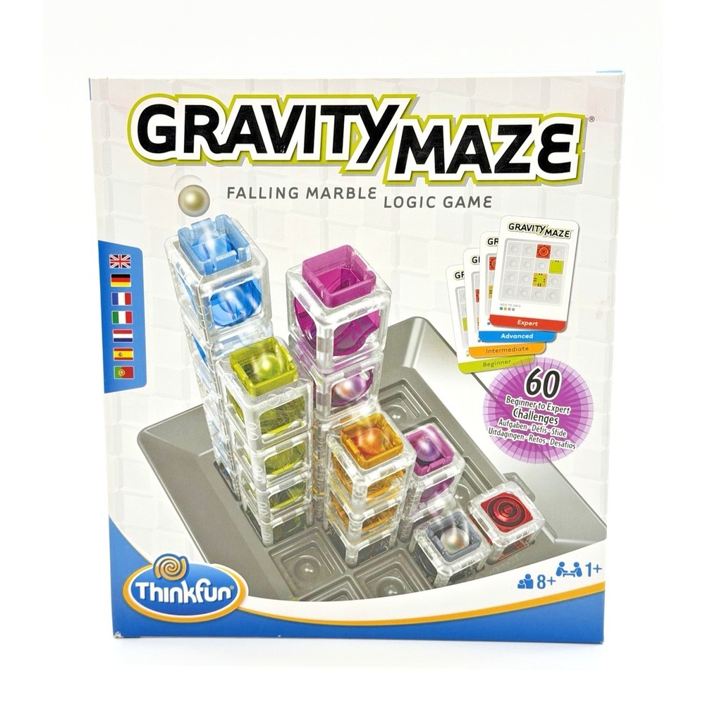 ThinkFun Gravity‎ Maze Falling Marble Logic Game 60 Challenges Complete Ages 8+